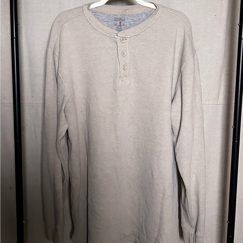 RedHead Beige Long Sleeve Henley Shirt